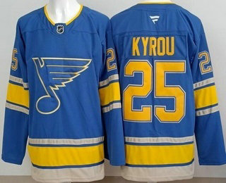 Men's St Louis Blues #25 Jordan Kyrou Light Blue Authentic Jersey