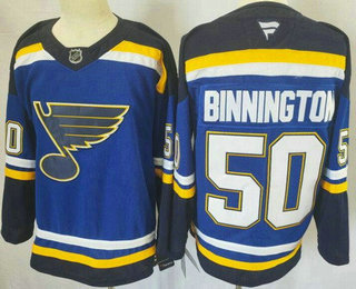 Men's St Louis Blues #50 Jordan Binnington Blue Authentic Jersey