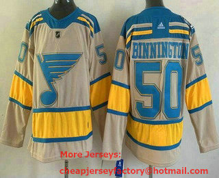Men's St Louis Blues #50 Jordan Binnington Cream 2022 Winter Classic Authentic Jersey