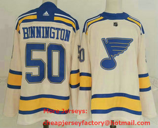 Men's St Louis Blues #50 Jordan Binnington Cream 2022 Winter Classic Authentic Jersey