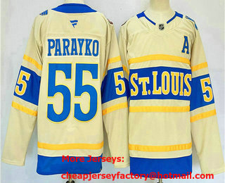Men's St Louis Blues #55 Colton Parayko Cream 2024 Winter Classic Stitched Jersey
