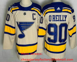 Men's St Louis Blues #90 Ryan OReilly Cream 2022 Winter Classic Authentic Jersey