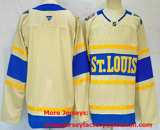 Men's St Louis Blues Blank Cream 2024 Winter Classic Stitched Jersey