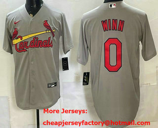 Men's St Louis Cardinals #0 Masyn Winn Grey Cool Base Jersey