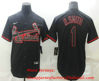 Men's St Louis Cardinals #1 Ozzie Smith Lights Out Black Fashion Stitched MLB Cool Base Nike Jersey