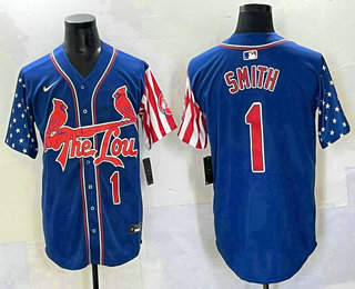 Men's St Louis Cardinals #1 Ozzie Smith Number Blue USA Cool Base Stitched Jersey