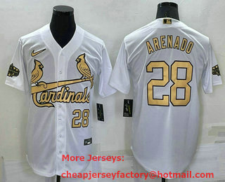 Men's St Louis Cardinals #28 Nolan Arenado Number White 2022 All Star Stitched Cool Base Nike Jersey
