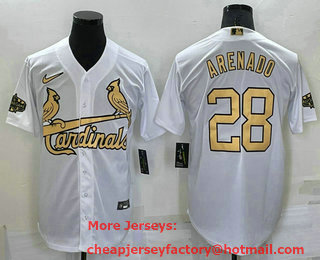 Men's St Louis Cardinals #28 Nolan Arenado White 2022 All Star Stitched Cool Base Nike Jersey