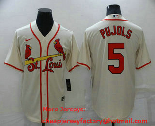 Men's St Louis Cardinals #5 Albert Pujols Cream Stitched MLB Cool Base Nike Jersey