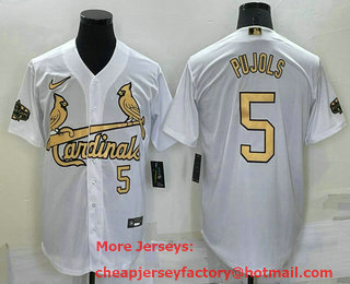 Men's St Louis Cardinals #5 Albert Pujols Number White 2022 All Star Stitched Cool Base Nike Jersey