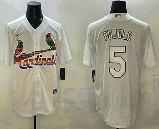 Men's St Louis Cardinals #5 Albert Pujols White Mexico Cool Base Stitched Jersey