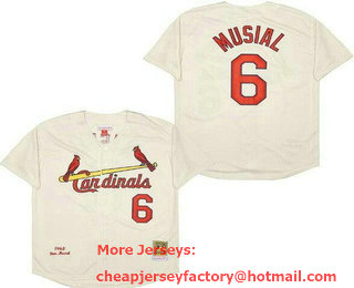 Men's St Louis Cardinals #6 Stan Musial Cream 1963 Throwback Jersey