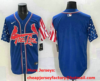 Men's St Louis Cardinals Blank Blue USA Cool Base Stitched Jersey