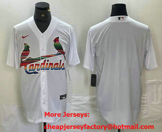 Men's St Louis Cardinals Blank White Rainbow Stitched MLB Cool Base Nike Jersey