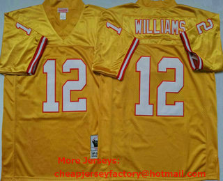 Men's Tampa Bay Buccaneers #12 Doug Williams Yellow Throwback Jersey by Mitchell & Ness
