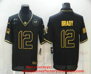 Men's Tampa Bay Buccaneers #12 Tom Brady Black Gold 2020 Salute To Service Stitched NFL Nike Limited Jersey