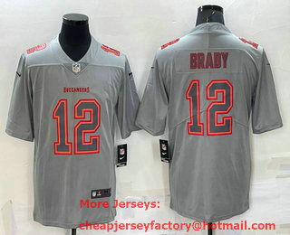 Men's Tampa Bay Buccaneers #12 Tom Brady Grey Atmosphere Fashion Vapor Untouchable Stitched Limited Jersey