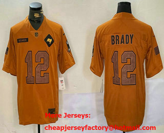 Men's Tampa Bay Buccaneers #12 Tom Brady Limited Brown 2023 Salute To Service Jersey