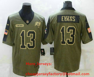Men's Tampa Bay Buccaneers #13 Mike Evans 2021 Olive Salute To Service Limited Stitched Jersey