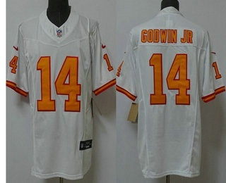 Men's Tampa Bay Buccaneers #14 Chris Godwin Jr White Vapor FUSE Limited Yellow Throwback Jersey