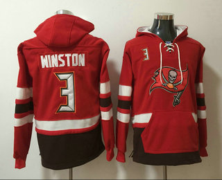 Men's Tampa Bay Buccaneers #3 Jameis Winston NEW Red Pocket Stitched NFL Pullover Hoodie