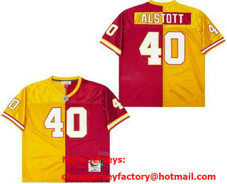 Men's Tampa Bay Buccaneers #40 Mike Alstott Red Yellow Split Throwback Jersey