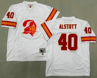Men's Tampa Bay Buccaneers #40 Mike Alstott White Big Logo Throwback Jersey