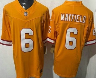 Men's Tampa Bay Buccaneers #6 Baker Mayfield Limited Orange Throwback USE Vapor Jersey