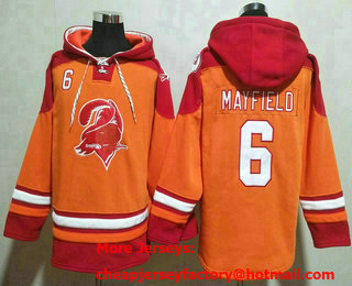 Men's Tampa Bay Buccaneers #6 Baker Mayfield Orange Ageless Must Have Lace Up Pullover Hoodie