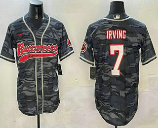 Men's Tampa Bay Buccaneers #7 Bucky Irving Grey Camo Cool Base Stitched Baseball Jersey