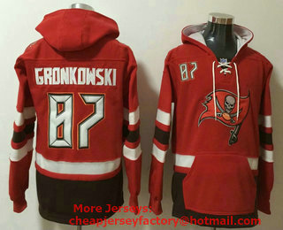 Men's Tampa Bay Buccaneers #87 Rob Gronkowski NEW Red Pocket Stitched NFL Pullover Hoodie