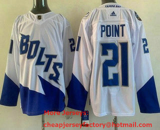 Men's Tampa Bay Lightning #21 Brayden Point White 2022 Stadium Series Stitched Jersey