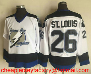 Men's Tampa Bay Lightning #26 Martin St. Louis White 2003-04 Throwback Stitched NHL CCM Vintage Jersey