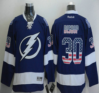 Men's Tampa Bay Lightning #30 Ben Bishop USA Flag Fashion Blue Jersey