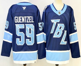 Men's Tampa Bay Lightning #59 Jake Guentzel Blue 2026 Stadium Series Authentic Jersey