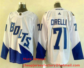 Men's Tampa Bay Lightning #71 Anthony Cirelli White 2022 Stadium Series Stitched Jersey