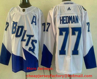 Men's Tampa Bay Lightning #77 Victor Hedman White 2022 Stadium Series Stitched Jersey