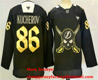 Men's Tampa Bay Lightning #86 Nikita Kucherov 2024 Black Stitched Jersey