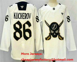 Men's Tampa Bay Lightning #86 Nikita Kucherov 2024 White Stitched Jersey