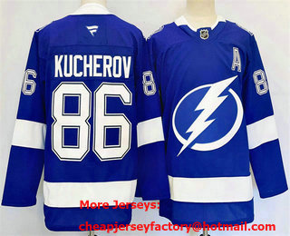 Men's Tampa Bay Lightning #86 Nikita Kucherov 2025 Blue Stitched Jersey