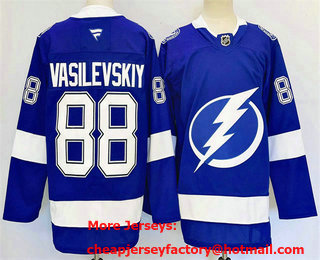 Men's Tampa Bay Lightning #88 Andrei Vasilevskiy 2025 Blue Stitched Jersey