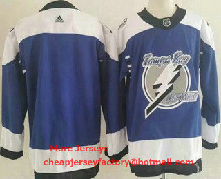 Men's Tampa Bay Lightning Blank Blue 2021 Reverse Retro Authentic Jersey