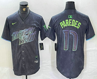 Men's Tampa Bay Rays #17 Isaac Paredes Charcoal 2024 City Connect Limited Cool Base Jersey