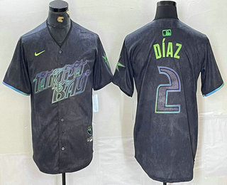 Men's Tampa Bay Rays #2 Yandy Diaz Charcoal 2024 City Connect Limited Stitched Jersey