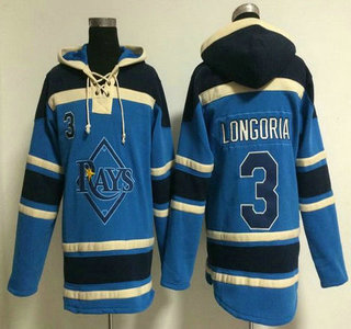 Men's Tampa Bay Rays #3 Evan Longoria Alternate Light Blue MLB Hoody