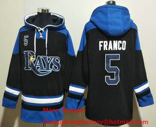 Men's Tampa Bay Rays #5 Wander Franco Navy Blue Ageless Must Have Lace Up Pullover Hoodie