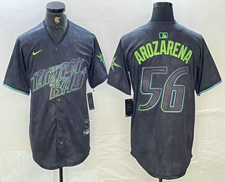 Men's Tampa Bay Rays #56 Randy Arozarena Charcoal 2024 City Connect Limited Stitched Jersey