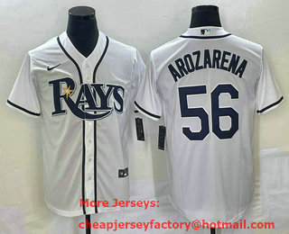Men's Tampa Bay Rays #56 Randy Arozarena White Stitched MLB Cool Base Nike Jersey