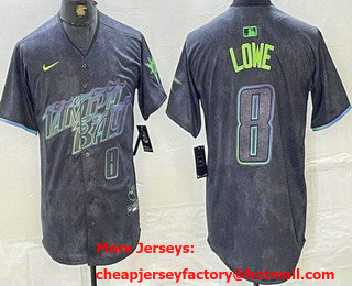 Men's Tampa Bay Rays #8 Brandon Lowe Charcoal 2024 City Connect Player Number Limited Cool Base Jersey