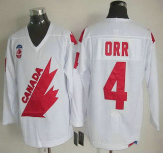 Men's Team Canada #4 Bobby Orr 1991 Olympic White CCM Vintage Throwback Jersey